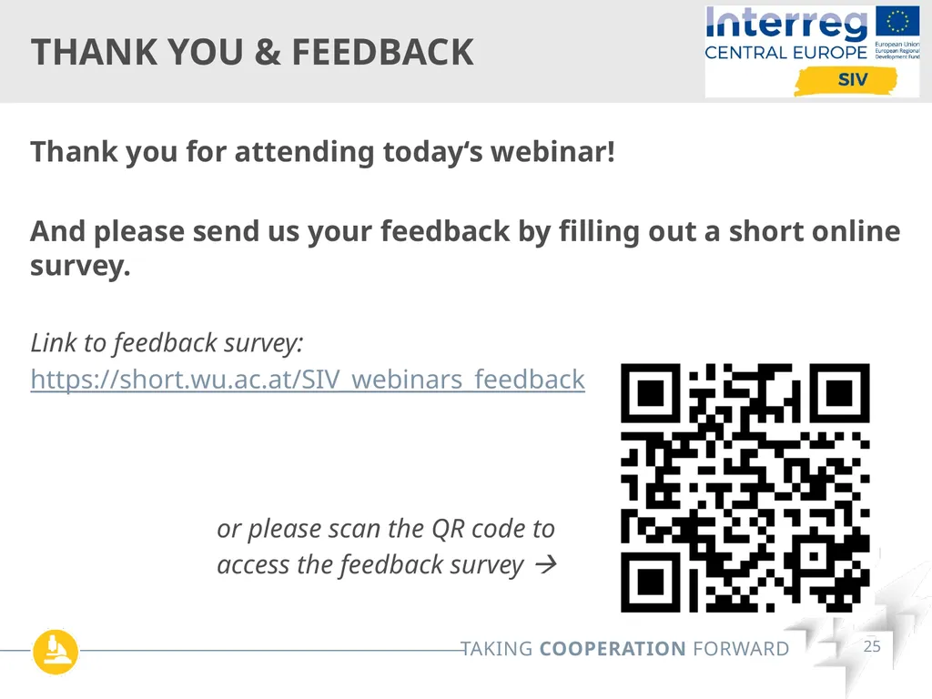 Interreg SIV Webinar Series Online| May 12th 2022 - slide 25 of 26