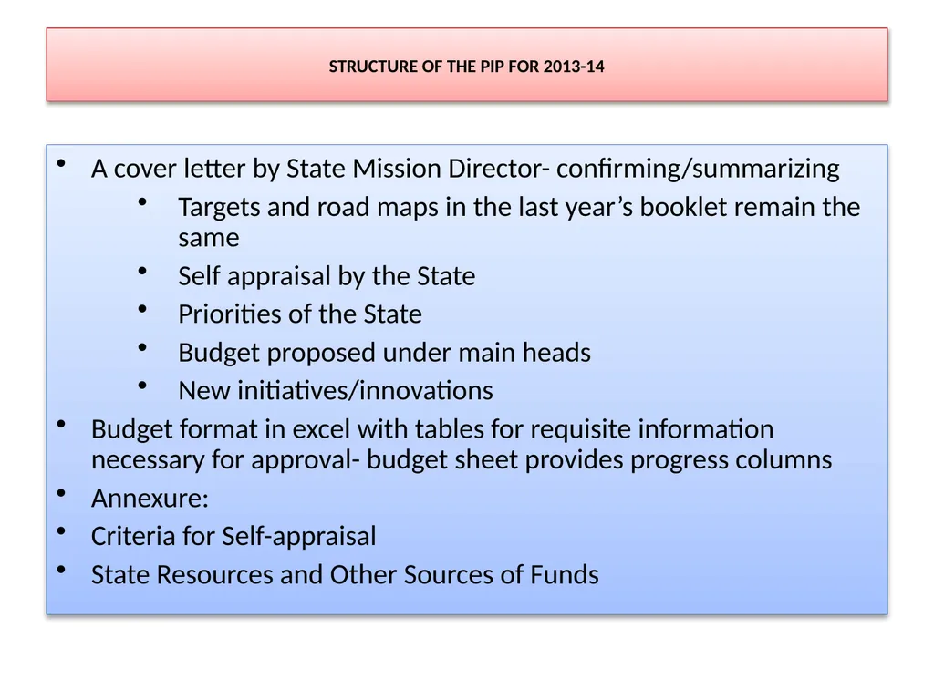 State Programme Implementation Plan 2013-14 The - slide 36 of 38
