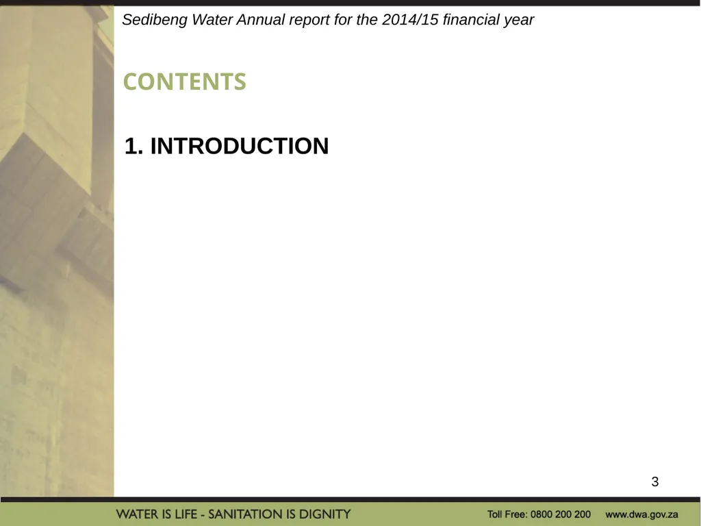 PRESENTATION TITLE Presented by: Name Surname - slide 3 of 43