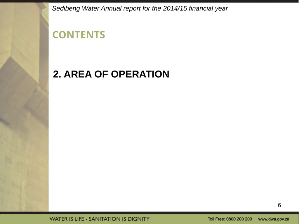 PRESENTATION TITLE Presented by: Name Surname - slide 6 of 43