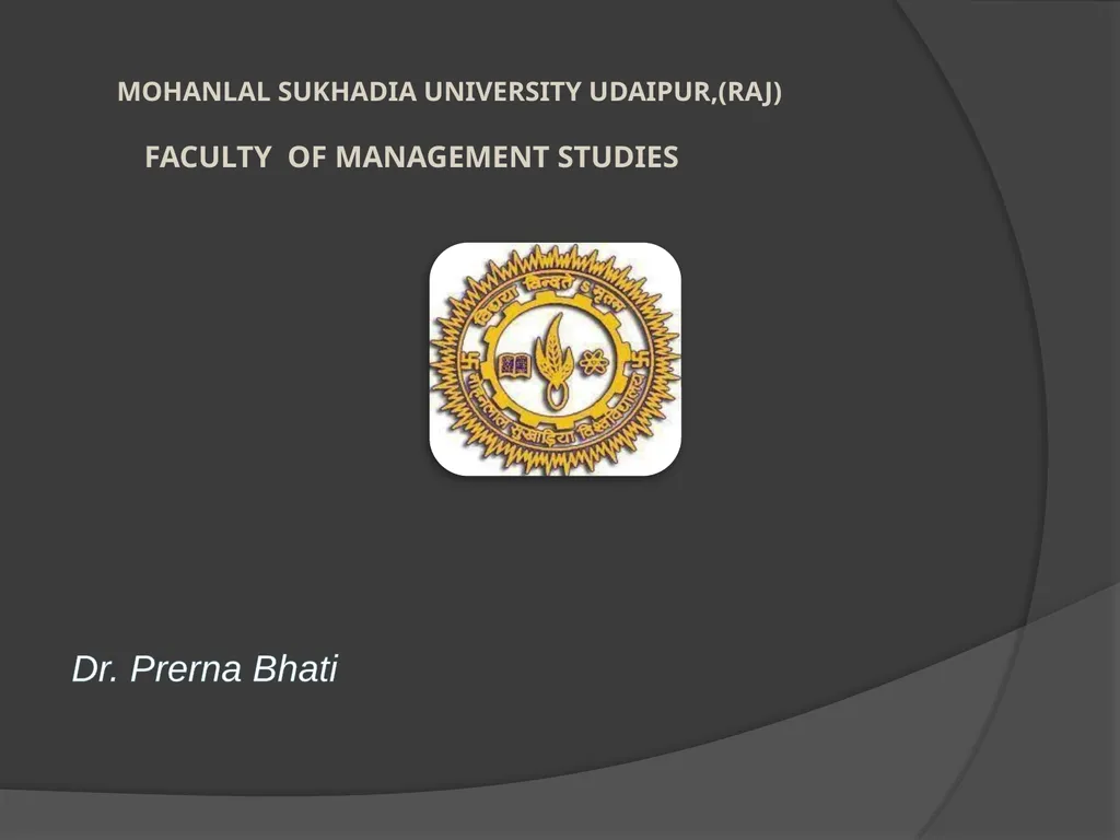 MOHANLAL SUKHADIA UNIVERSITY UDAIPUR,(RAJ) FACULTY