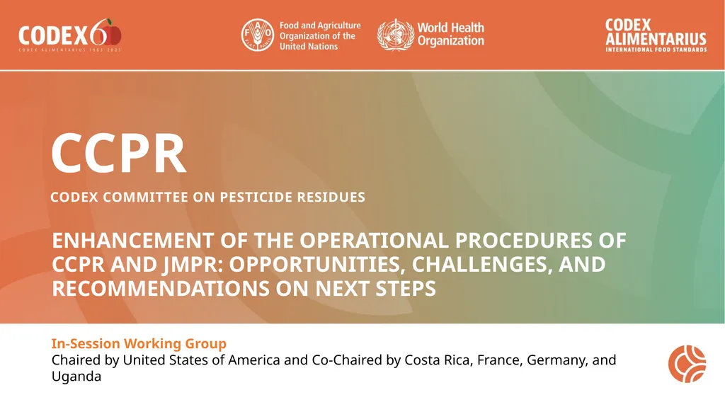 CCPR Codex Committee on pesticide residues
