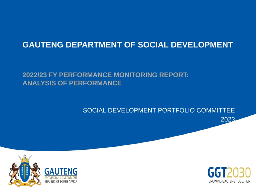 1 GAUTENG DEPARTMENT OF SOCIAL DEVELOPMENT 2022/23