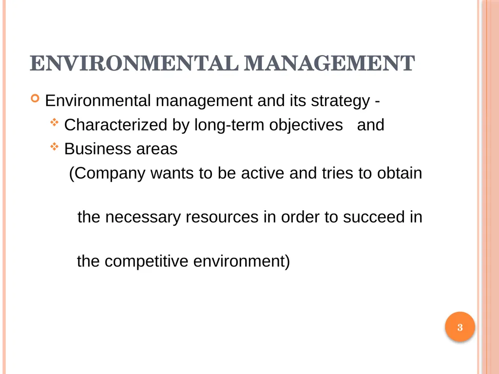 1 SUBJECT: Environmental protection and management - slide 3 of 92