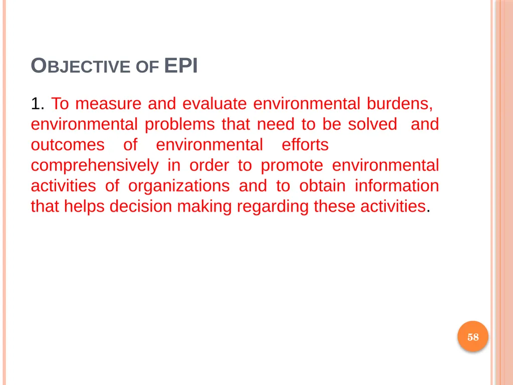 1 SUBJECT: Environmental protection and management - slide 58 of 92