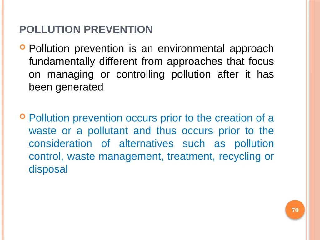 1 SUBJECT: Environmental protection and management - slide 70 of 92