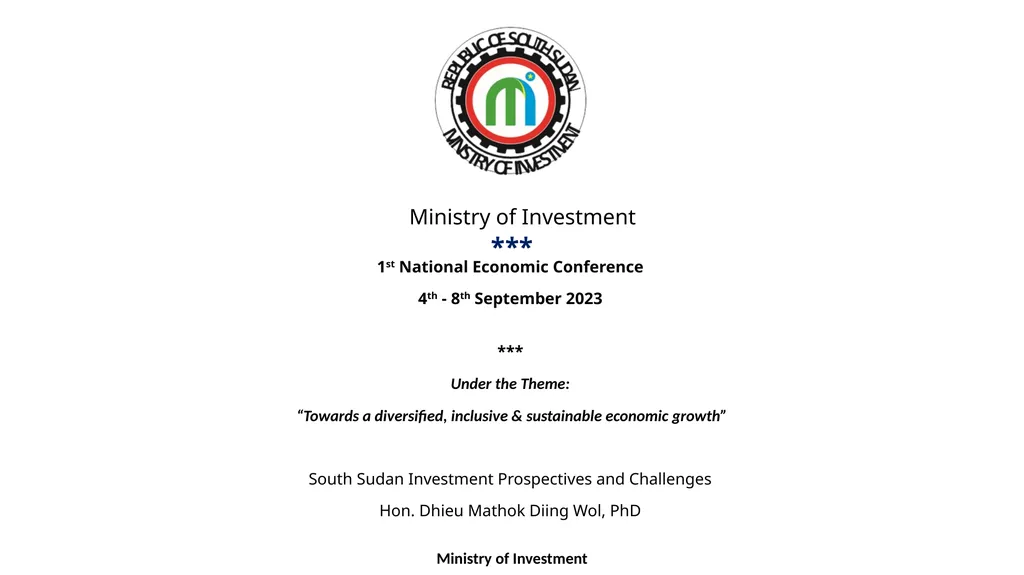*** 1st National Economic Conference 4th - 8th
