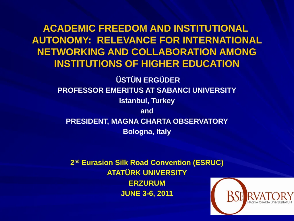 ACADEMIC FREEDOM AND INSTITUTIONAL AUTONOMY: - slide 1 of 24