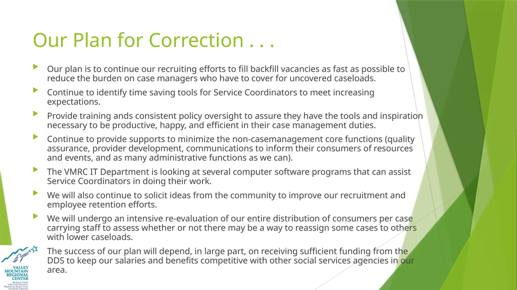 2019 Report, Feedback, and Plan of Correction for - slide 22 of 23