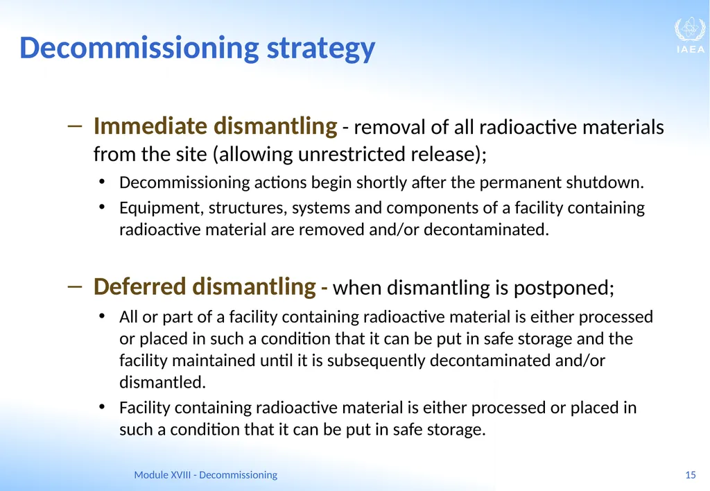 Module XVIII - Decommissioning Ferenc Adorjan - slide 15 of 64