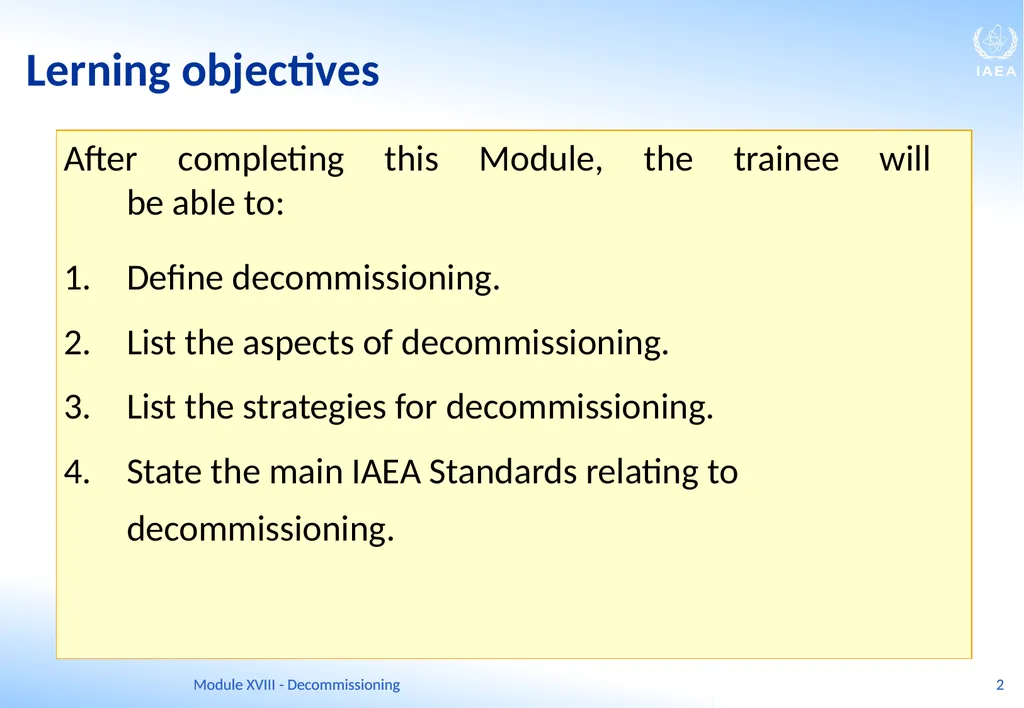 Module XVIII - Decommissioning Ferenc Adorjan - slide 2 of 64