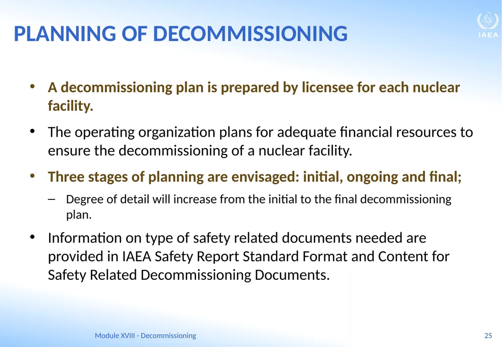Module XVIII - Decommissioning Ferenc Adorjan - slide 25 of 64