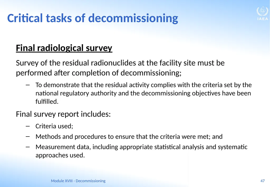 Module XVIII - Decommissioning Ferenc Adorjan - slide 47 of 64