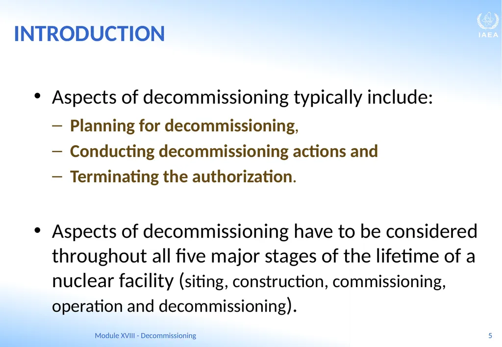 Module XVIII - Decommissioning Ferenc Adorjan - slide 5 of 64