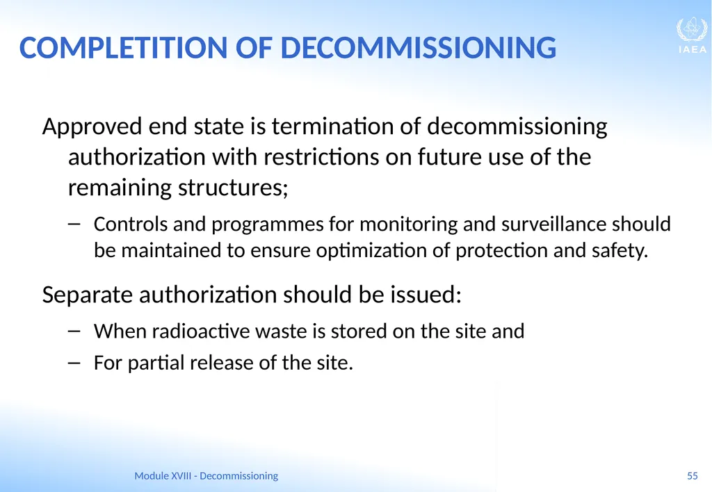 Module XVIII - Decommissioning Ferenc Adorjan - slide 55 of 64