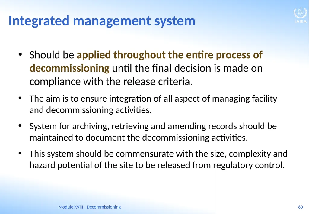 Module XVIII - Decommissioning Ferenc Adorjan - slide 60 of 64