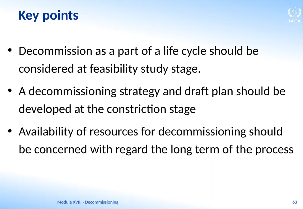 Module XVIII - Decommissioning Ferenc Adorjan - slide 63 of 64