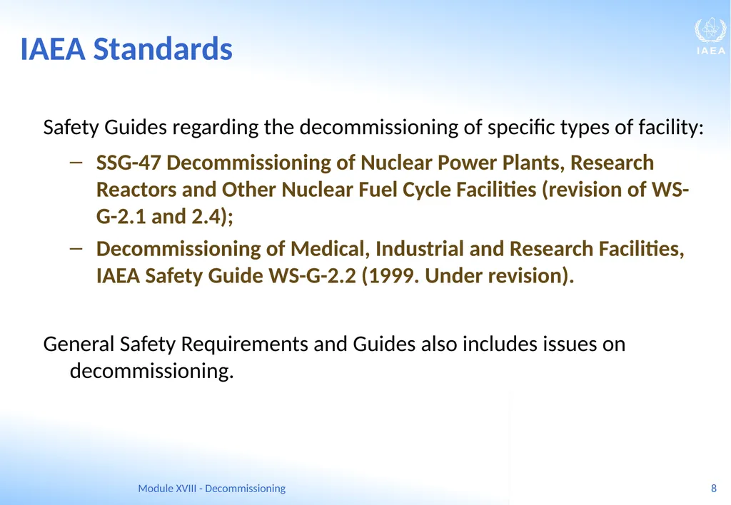 Module XVIII - Decommissioning Ferenc Adorjan - slide 8 of 64