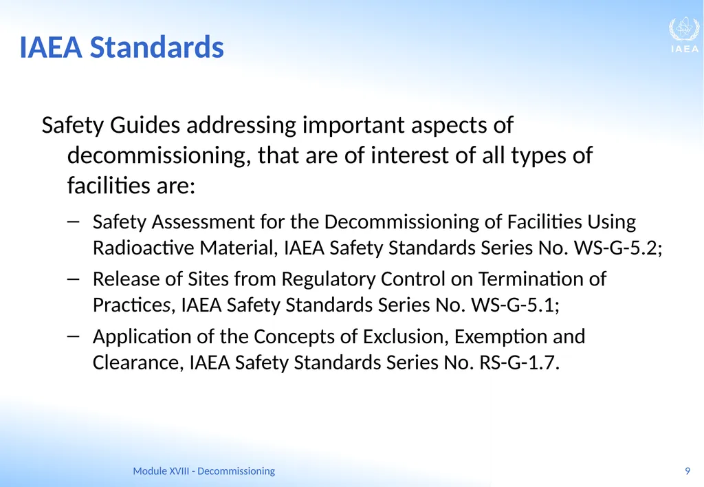 Module XVIII - Decommissioning Ferenc Adorjan - slide 9 of 64