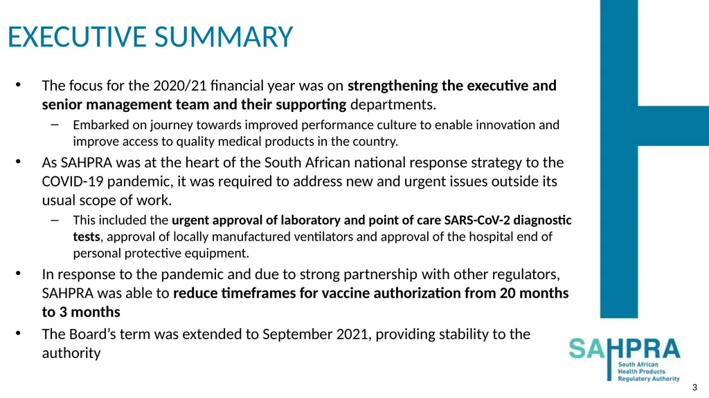 PRESENTATION TO THE PORTFOLIO COMMITTEE ON HEALTH: - slide 3 of 36