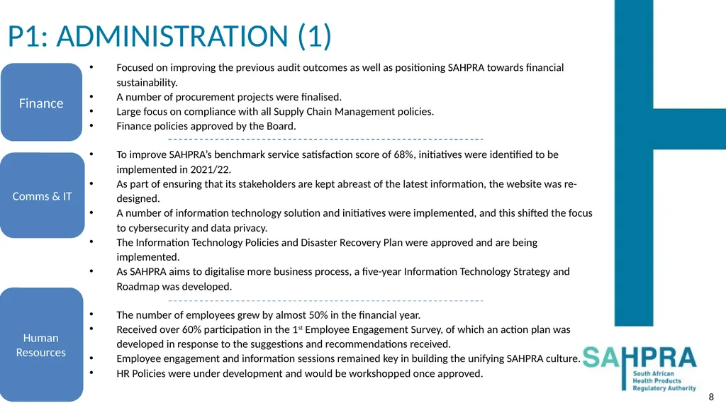 PRESENTATION TO THE PORTFOLIO COMMITTEE ON HEALTH: - slide 8 of 36