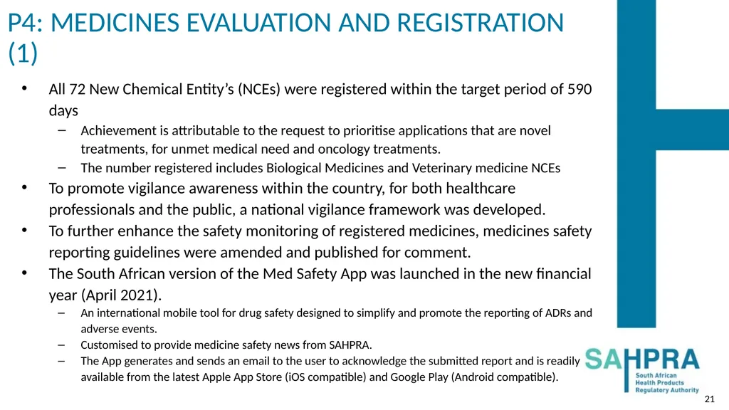 PRESENTATION TO THE PORTFOLIO COMMITTEE ON HEALTH: - slide 21 of 36