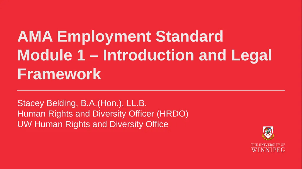 AMA Employment Standard Module 1 – Introduction