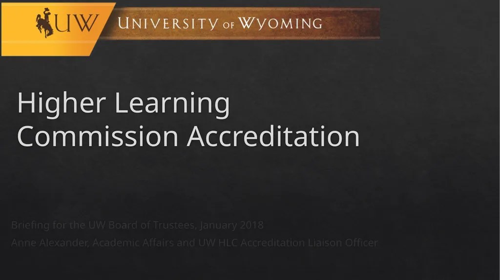 Higher Learning Commission Accreditation Briefing - slide 1 of 15