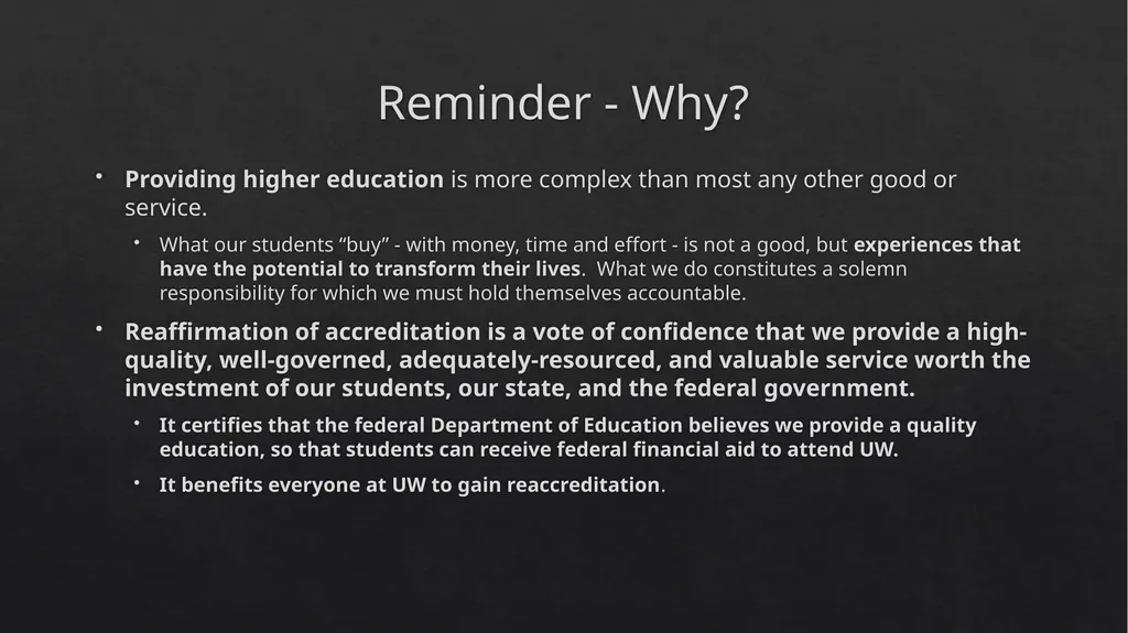 Higher Learning Commission Accreditation Briefing - slide 3 of 15
