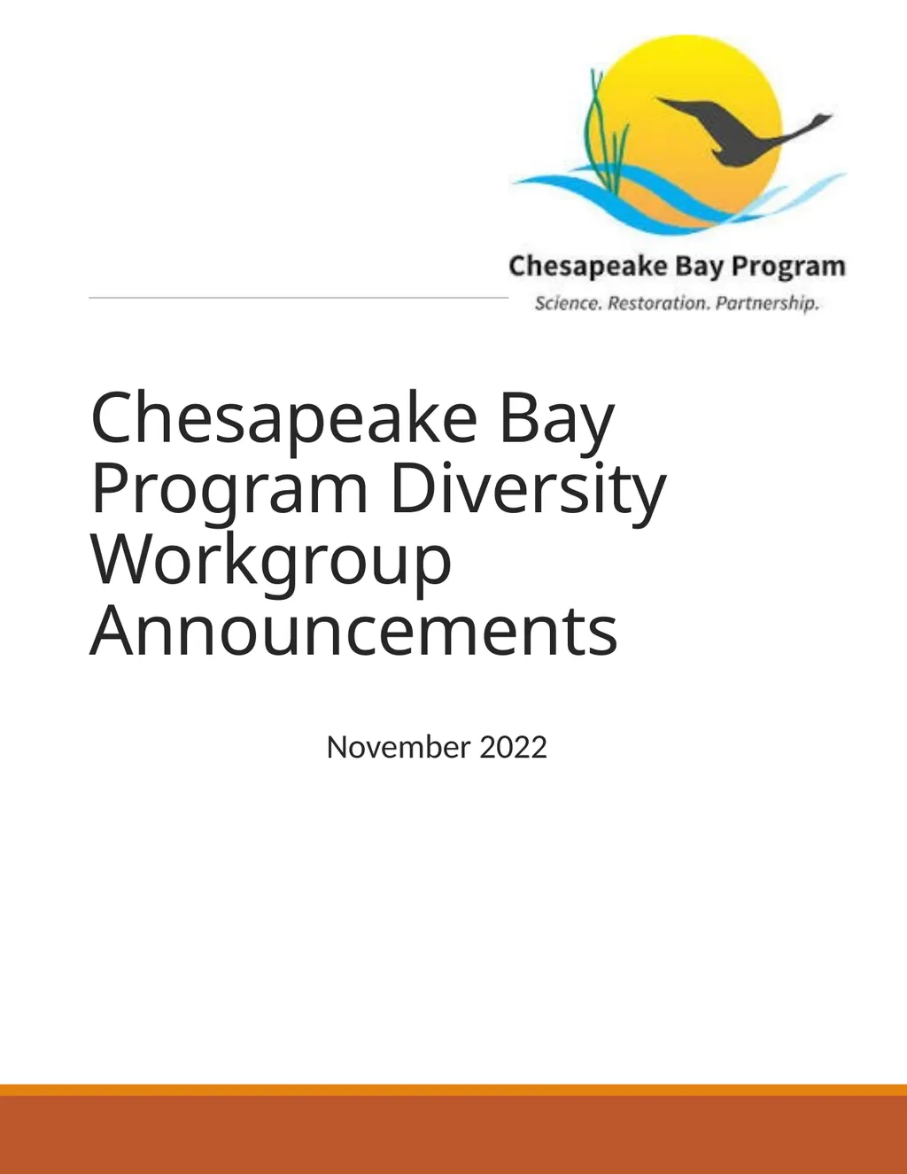 Chesapeake Bay Program Diversity Workgroup - slide 1 of 11