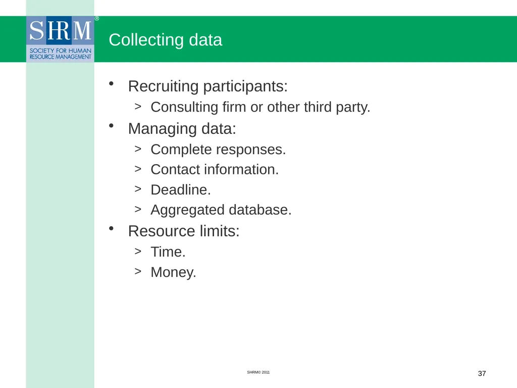 Managing a Salary Survey Project Patricia A. - slide 37 of 47