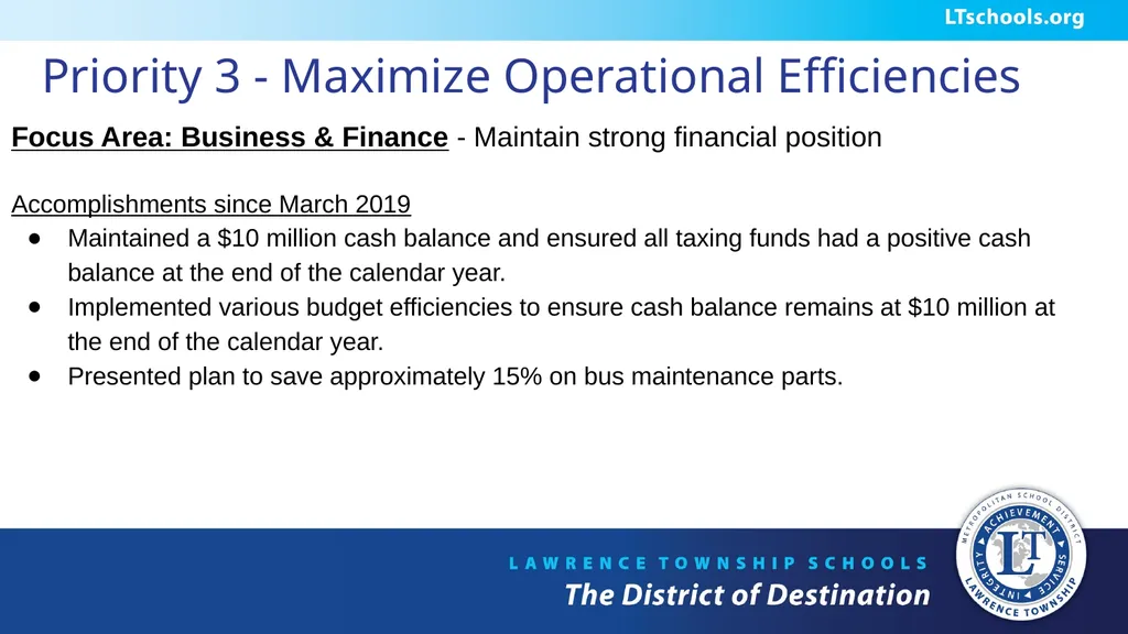 UPDATE 2016 -2020 STRATEGIC PLAN FOR THE MSD OF - slide 10 of 15