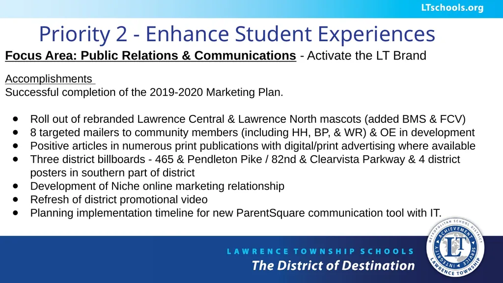 UPDATE 2016 -2020 STRATEGIC PLAN FOR THE MSD OF - slide 8 of 15