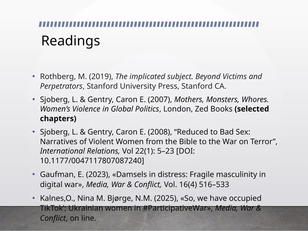 Semiotics of conflict Prof. Cristina Demaria - slide 13 of 23