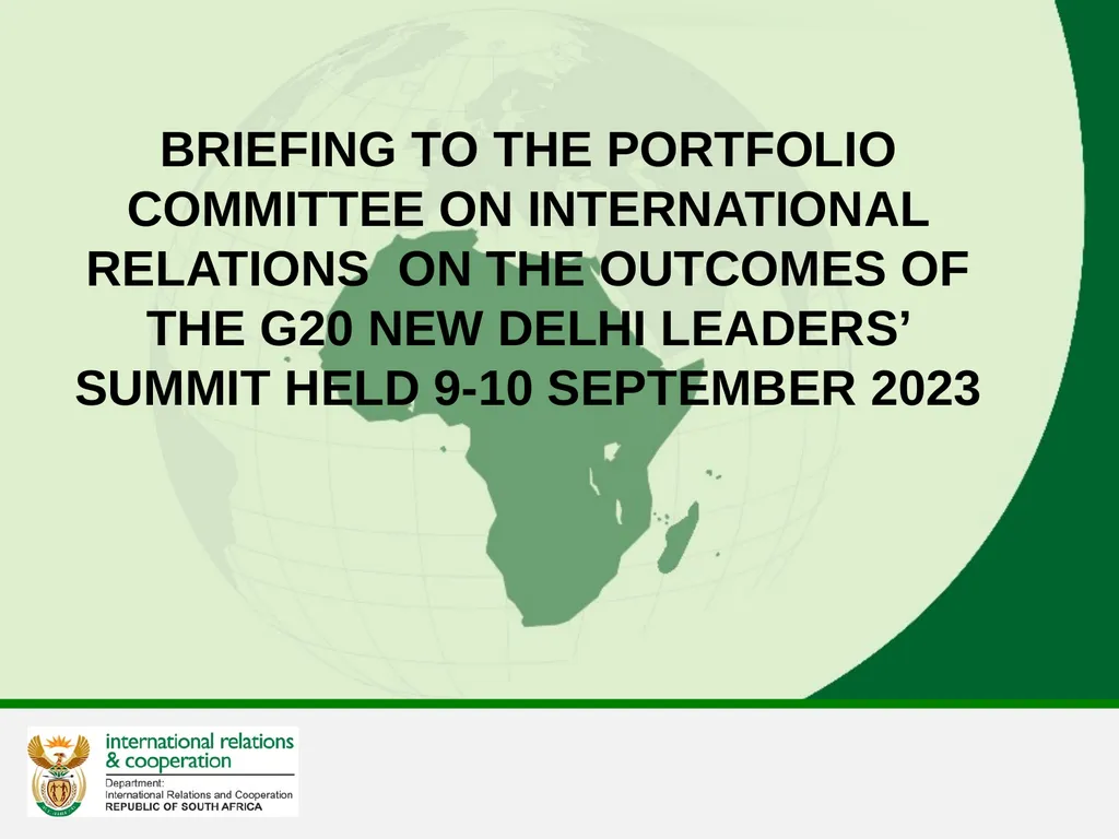 BRIEFING TO THE PORTFOLIO COMMITTEE ON