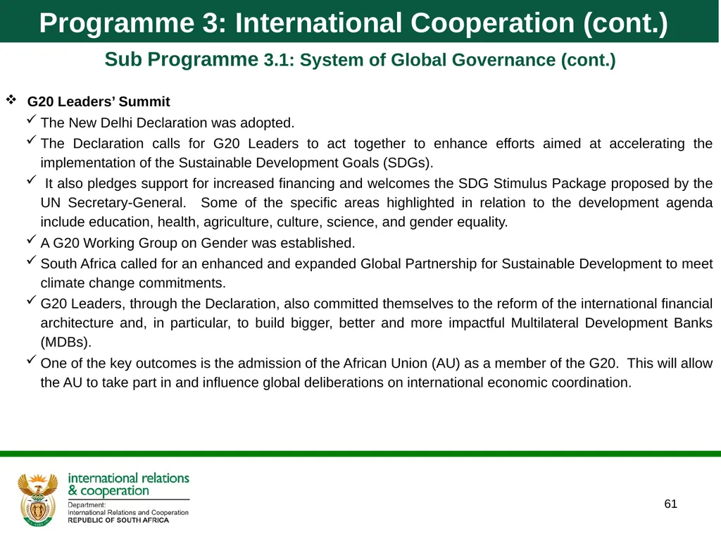 Department of International Relations and - slide 61 of 85