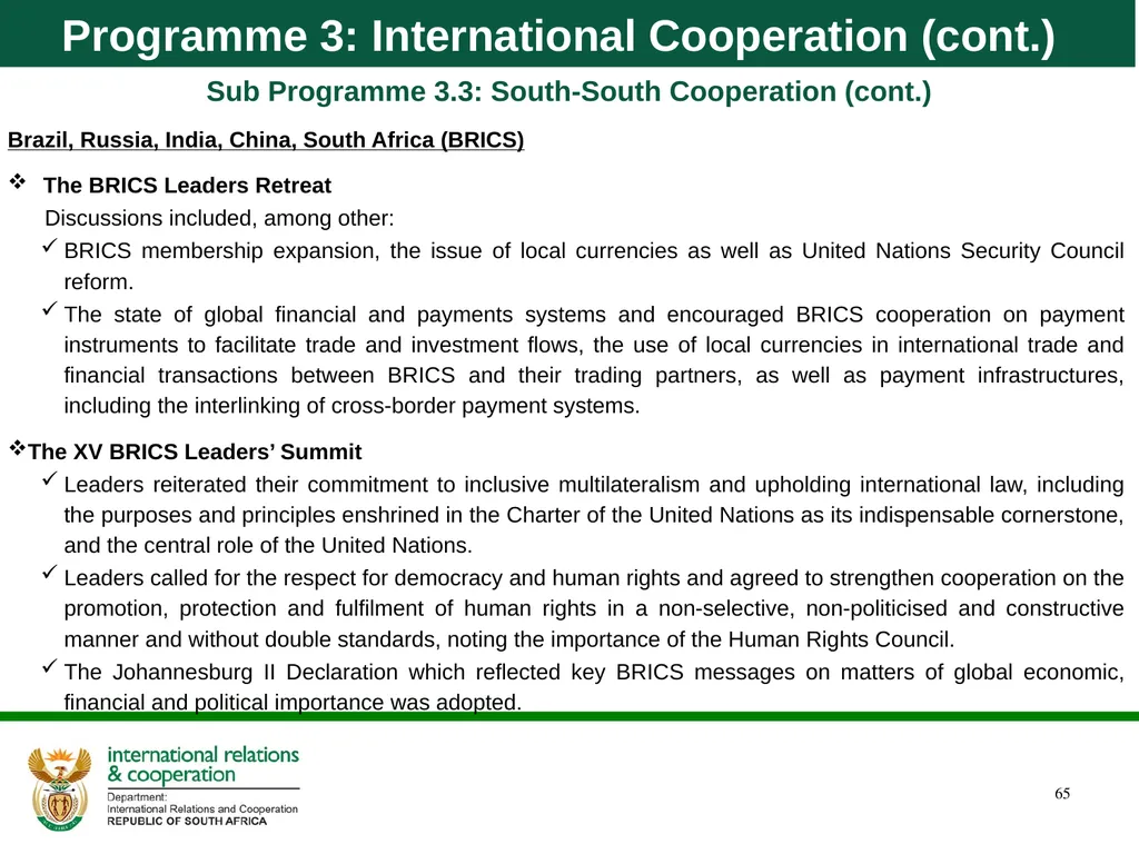 Department of International Relations and - slide 65 of 85