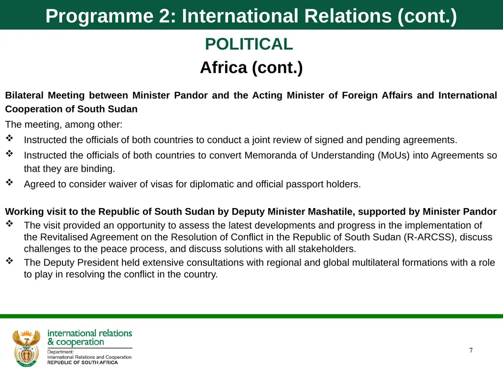 Department of International Relations and - slide 7 of 85