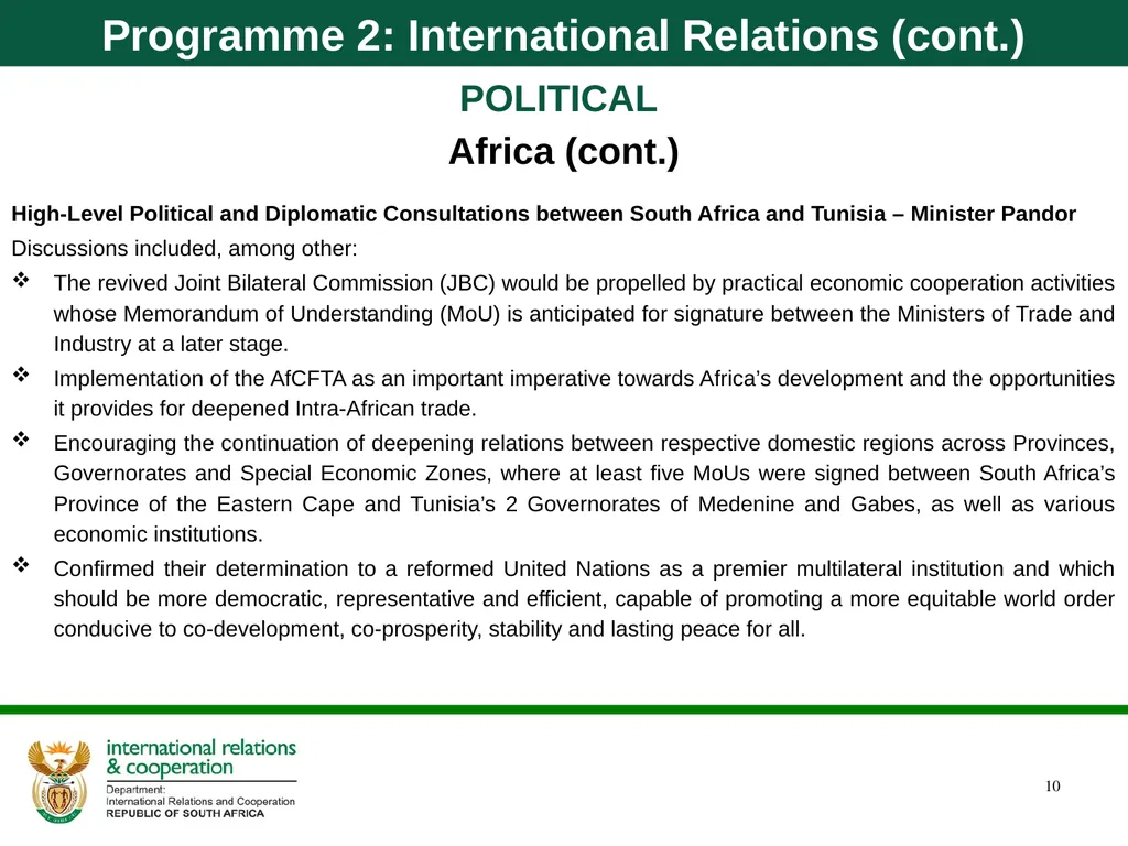 Department of International Relations and - slide 10 of 85