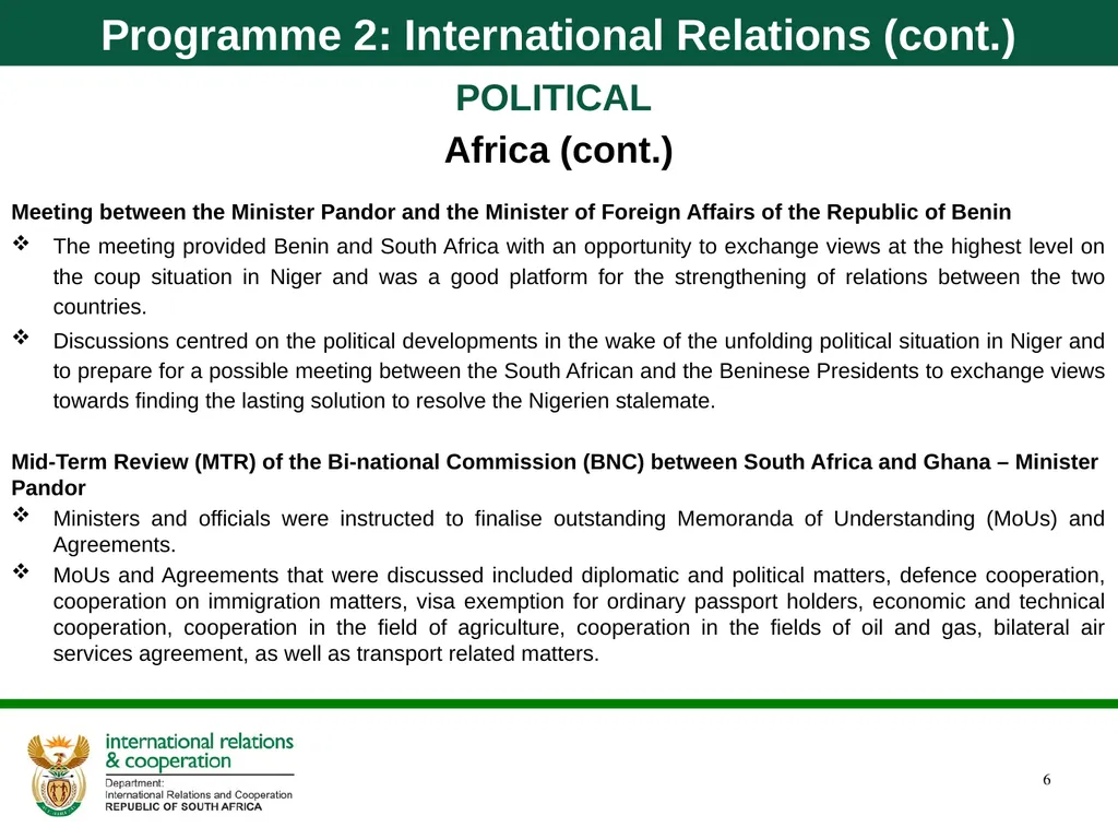 Department of International Relations and - slide 6 of 85