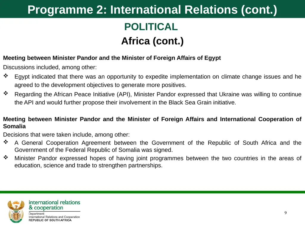 Department of International Relations and - slide 9 of 85