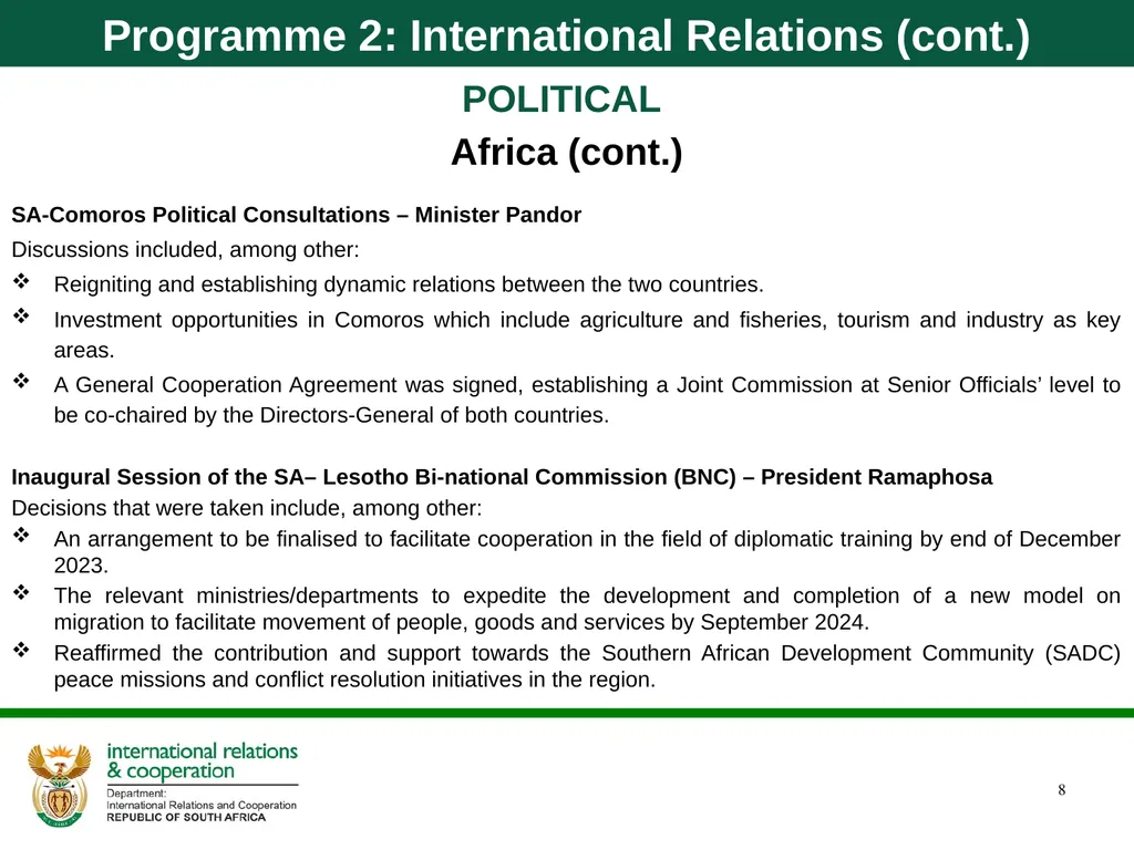 Department of International Relations and - slide 8 of 85