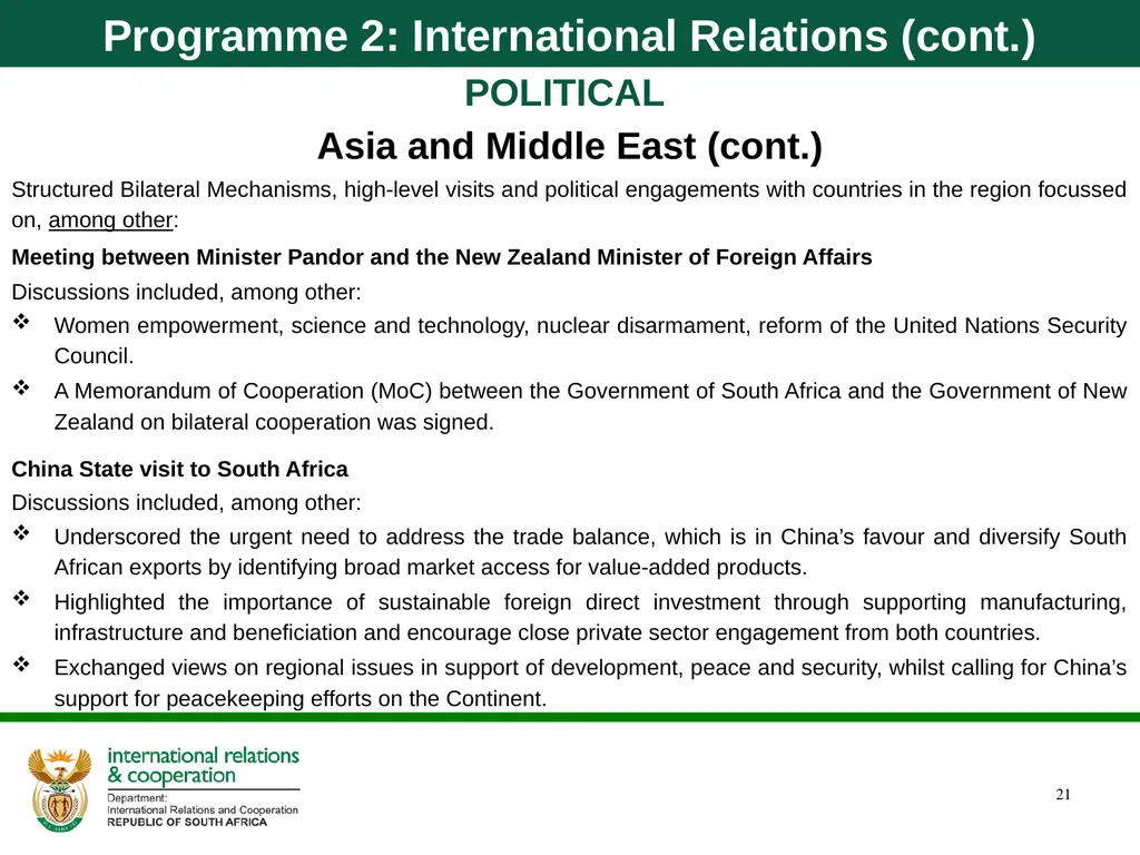 Department of International Relations and - slide 21 of 85