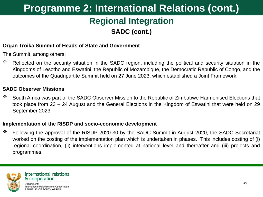 Department of International Relations and - slide 49 of 85