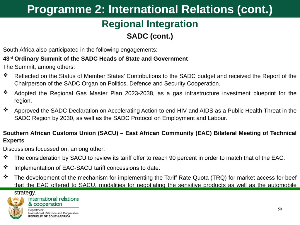 Department of International Relations and - slide 50 of 85