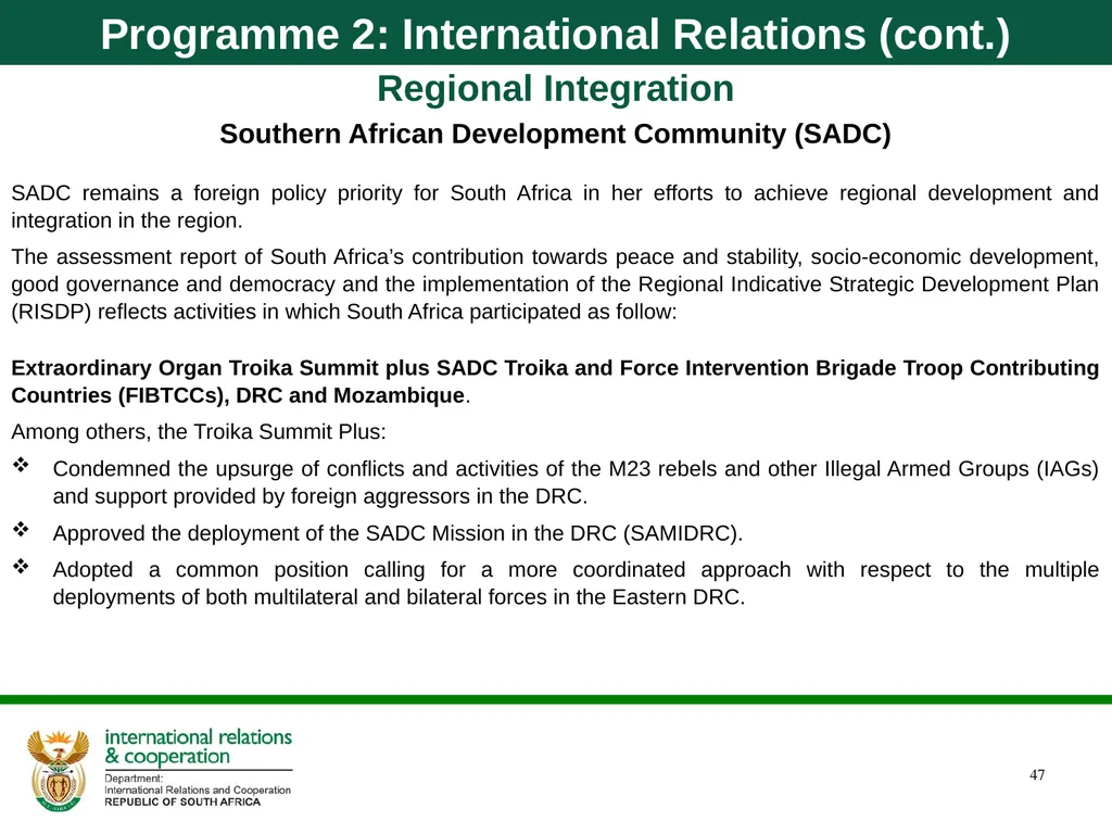 Department of International Relations and - slide 47 of 85