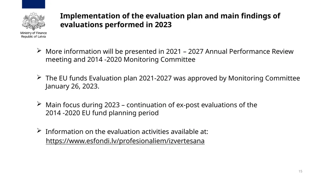 Annual Review Meeting Operational Programme - slide 15 of 19