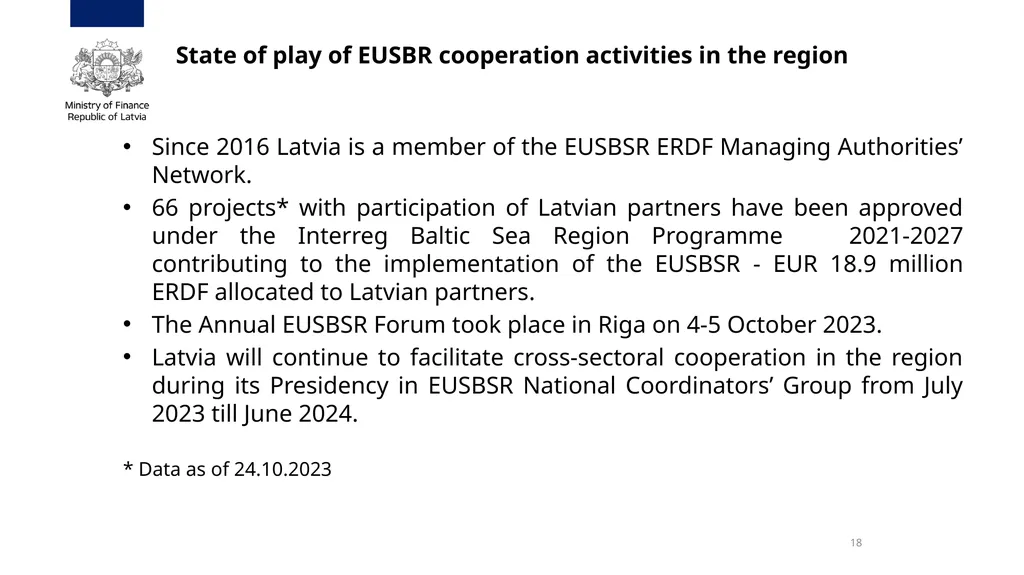Annual Review Meeting Operational Programme - slide 18 of 19