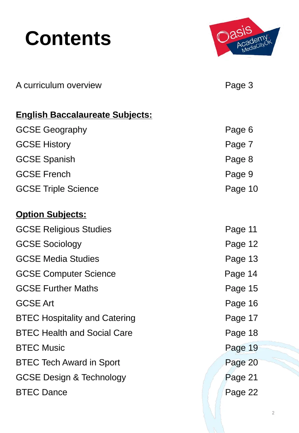Options Booklet 2025 1 2 A curriculum overview - slide 2 of 22