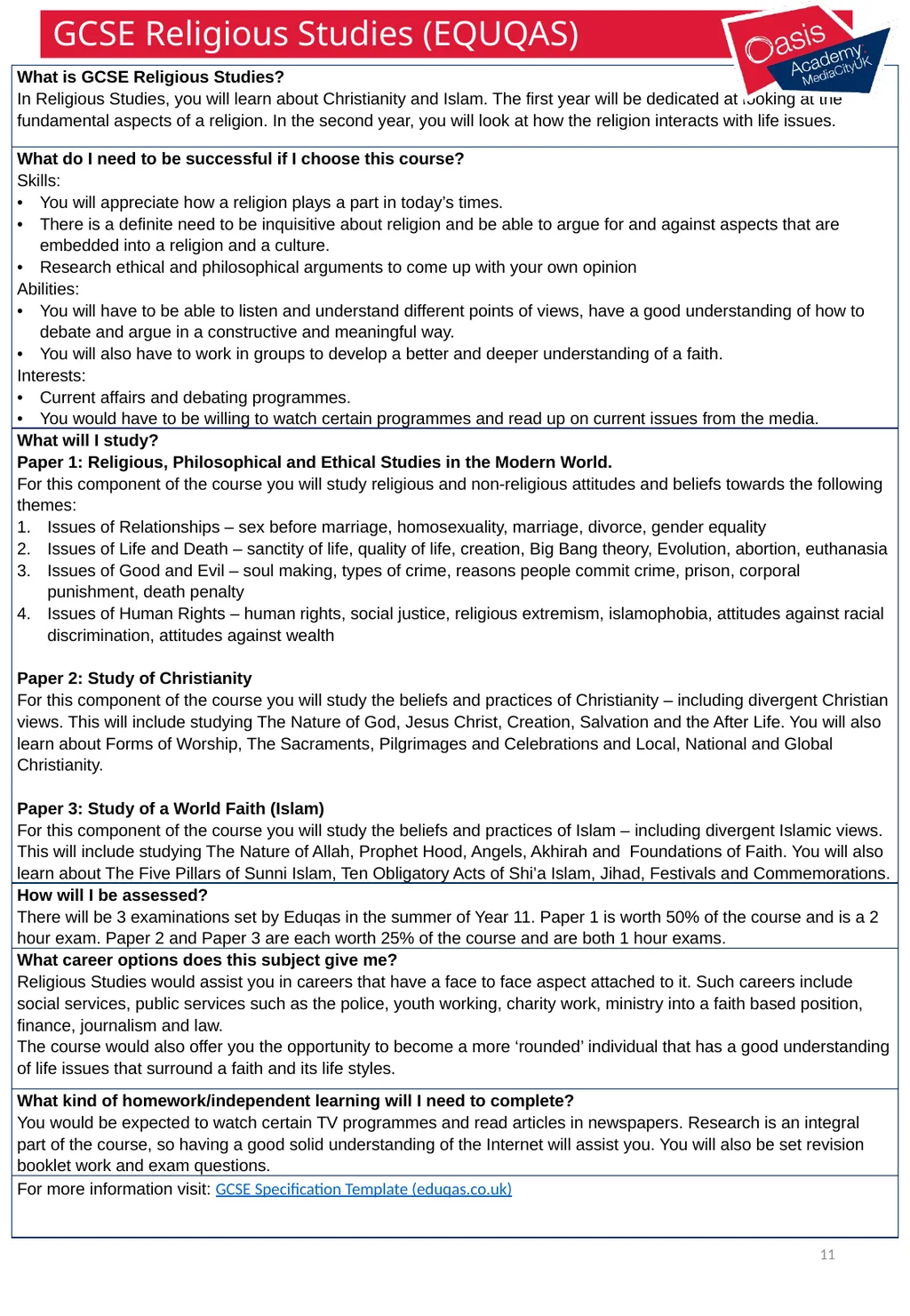 Options Booklet 2025 1 2 A curriculum overview - slide 11 of 22